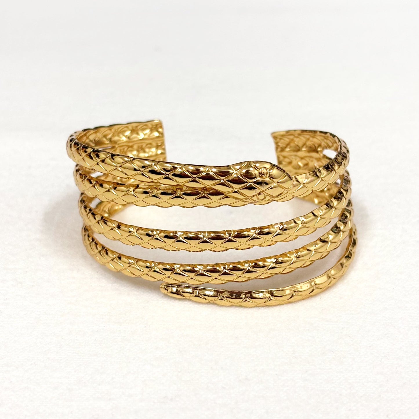 Bracelet Jonc Acier Inoxydable Doré Serpent