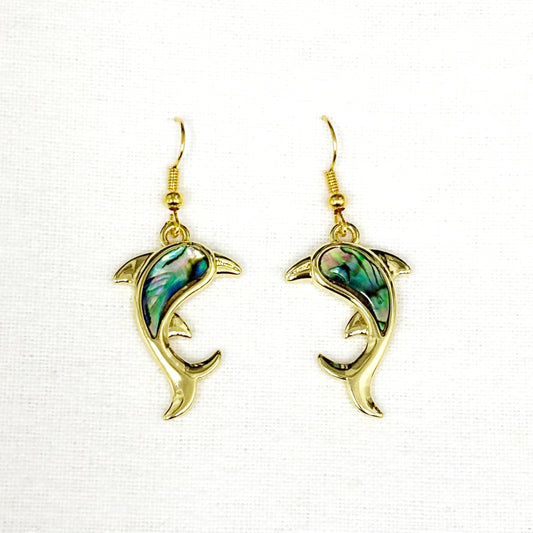 Boucles D'Oreilles Nacre Abalone Dauphin