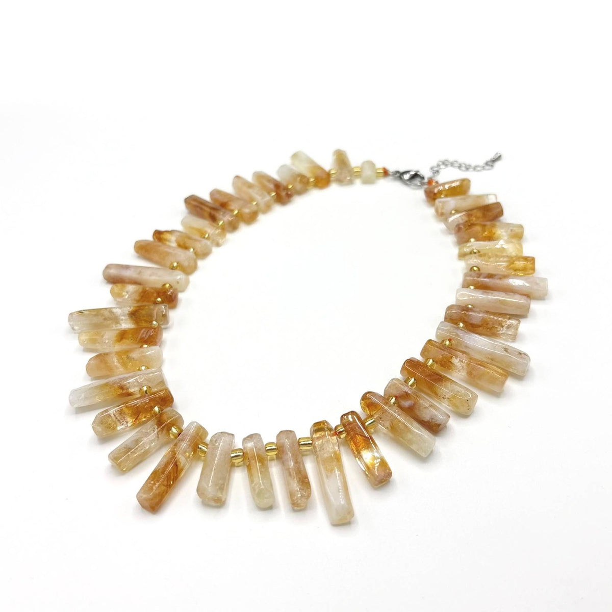 Collier Pierre Naturelle Citrine Bâtonnets Irréguliers Acier Inoxydable