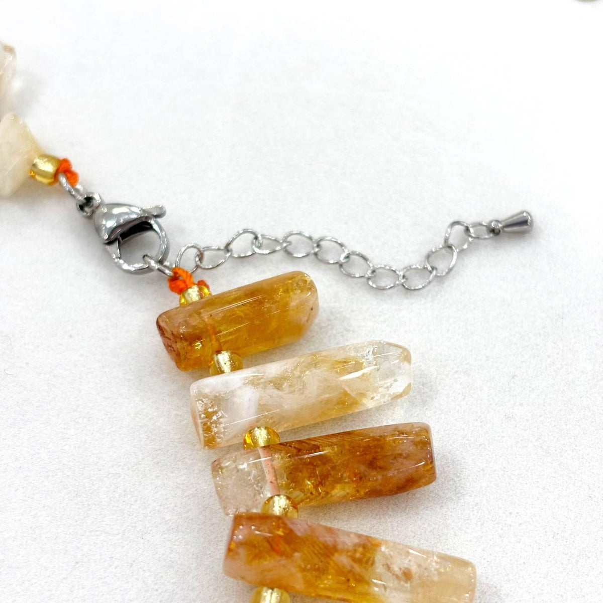 Collier Pierre Naturelle Citrine Bâtonnets Irréguliers Acier Inoxydable