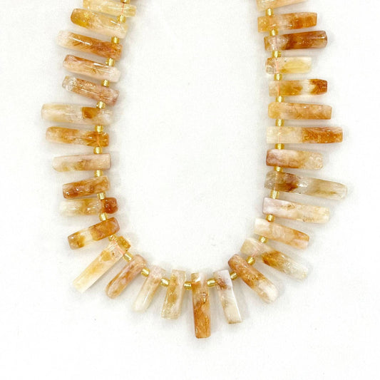 Collier Pierre Naturelle Citrine Bâtonnets Irréguliers Acier Inoxydable