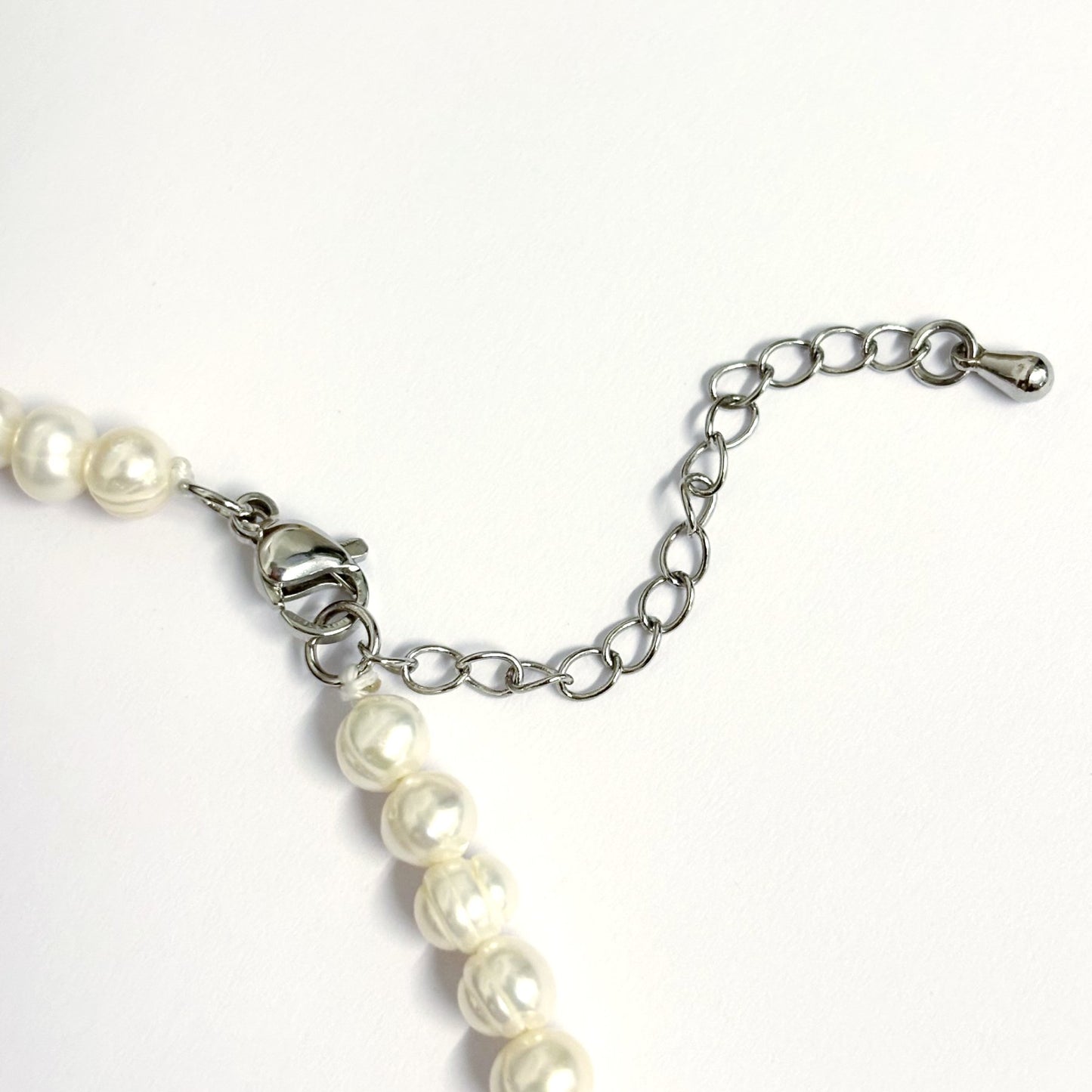 Collier Perle D'Eau Douce Acier Inoxydable Argenté