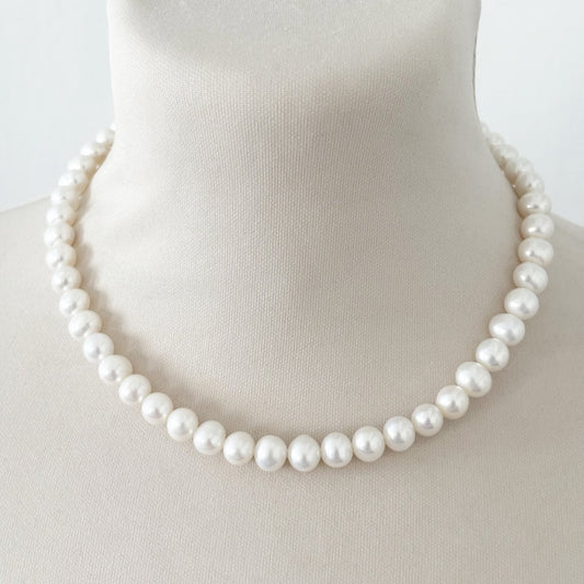 Collier Perle D'Eau Douce Acier Inoxydable Argenté