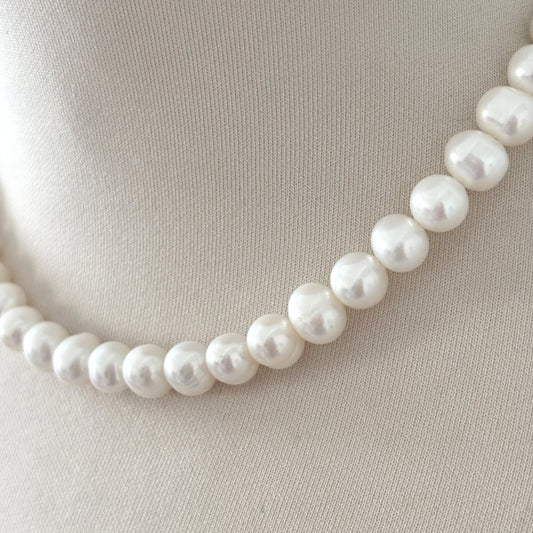 Collier Perle D'Eau Douce Acier Inoxydable Argenté