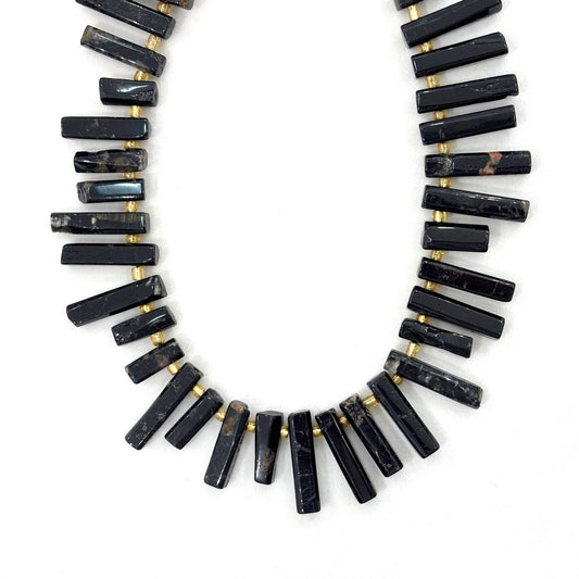 Collier Pierre Naturelle Tourmaline Bâtonnets Irréguliers Acier Inoxydable