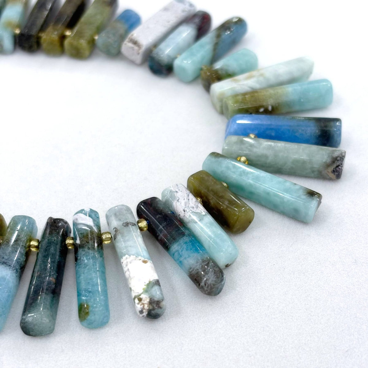 Collier Pierre Naturelle Amazonite Bâtonnets Irréguliers Acier Inoxydable