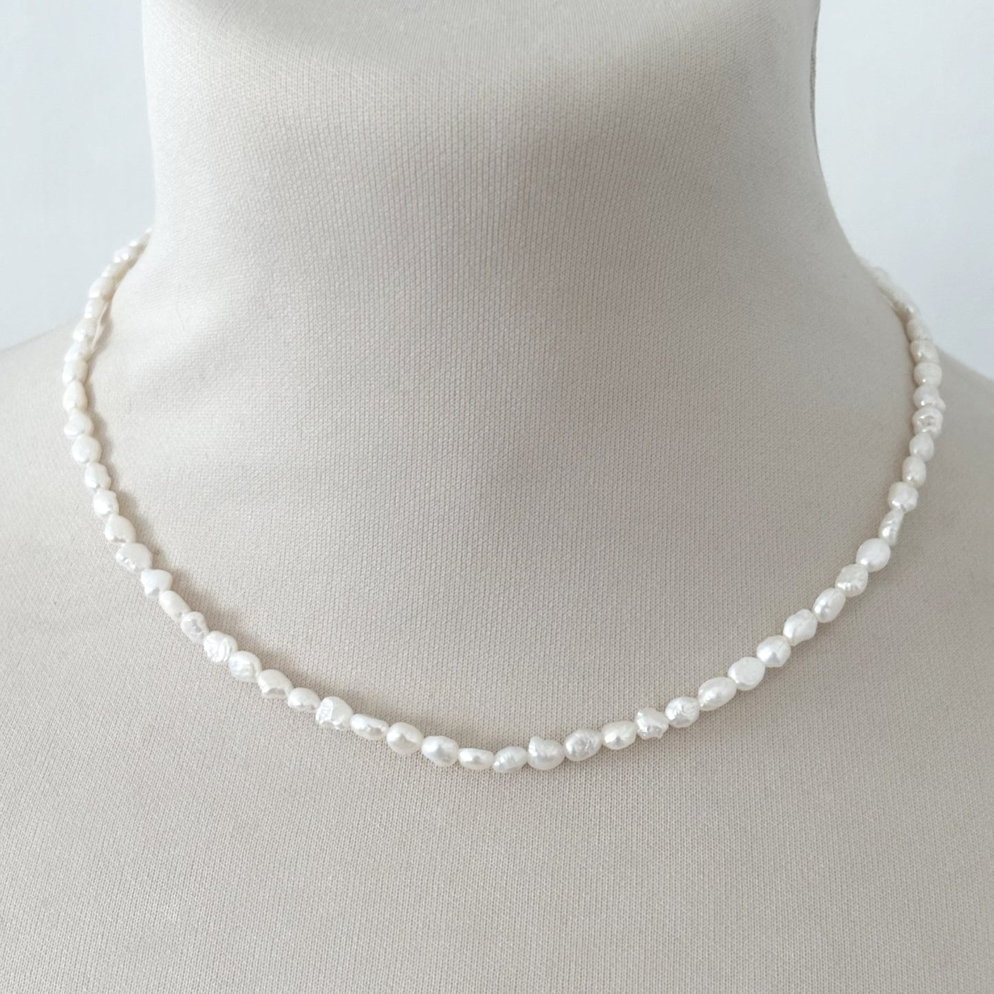 Collier Perle D'Eau Douce Ovale Baroque Acier Inoxydable Argenté