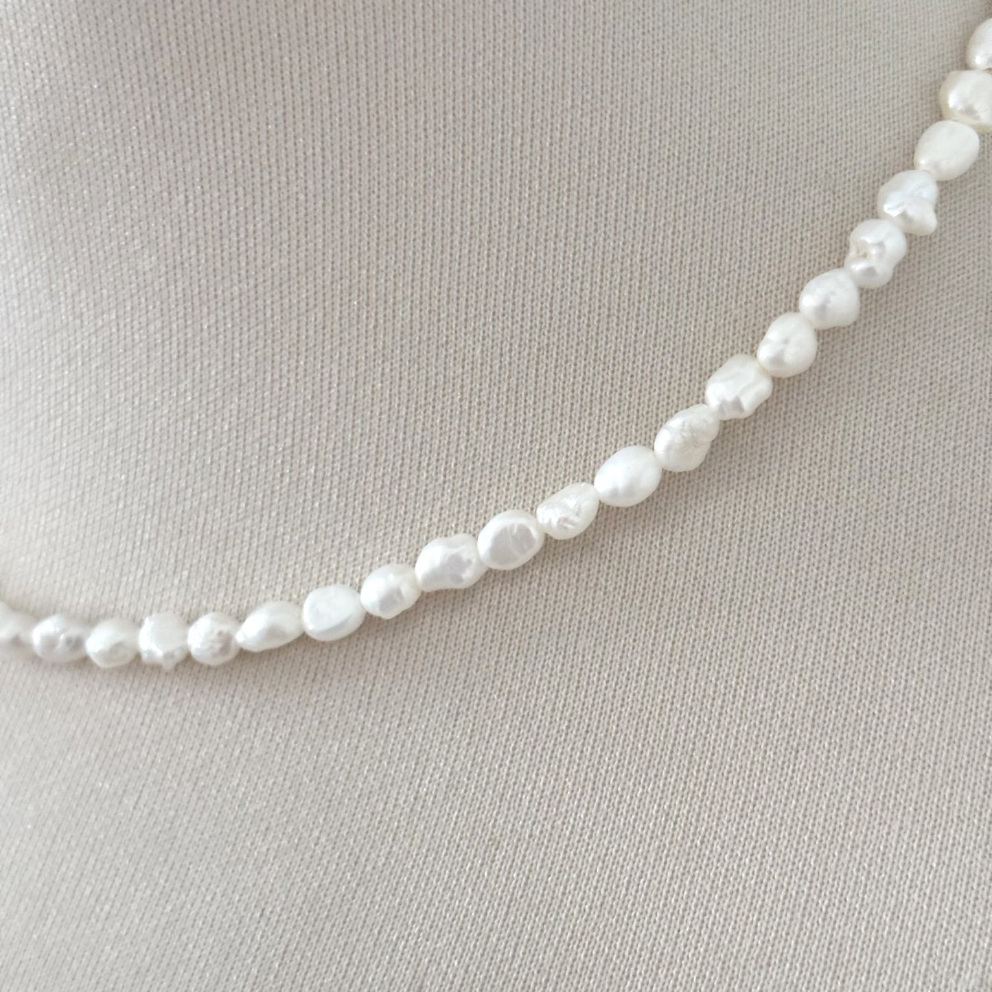 Collier Perle D'Eau Douce Ovale Baroque Acier Inoxydable Argenté