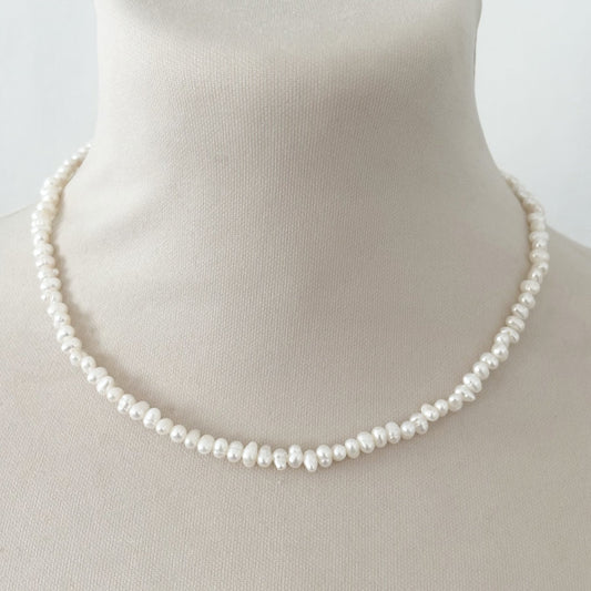 Collier Perle D'Eau Douce Acier Ovale Baroque Inoxydable Argenté