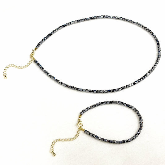 Collier Bracelet Pierre Naturelle Hématite