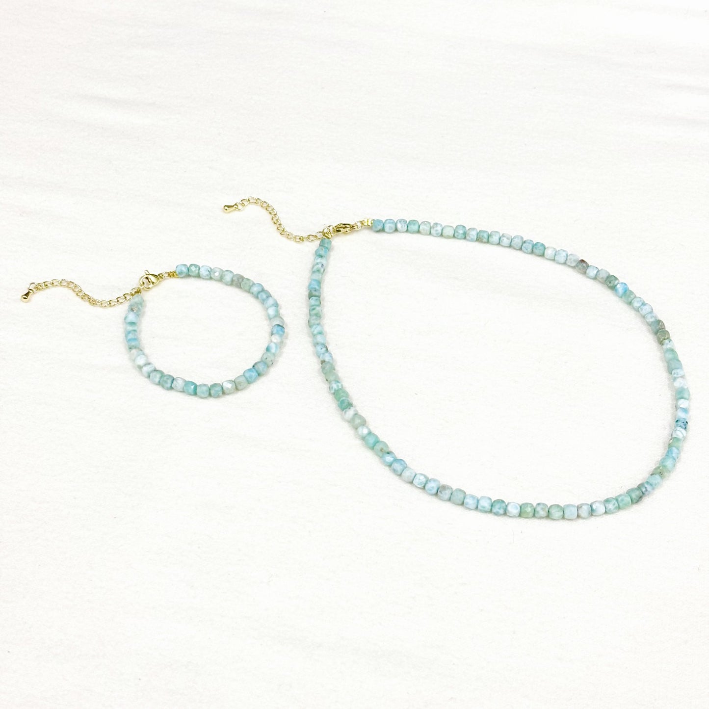 Collier Bracelet Pierre Naturelle Larimar