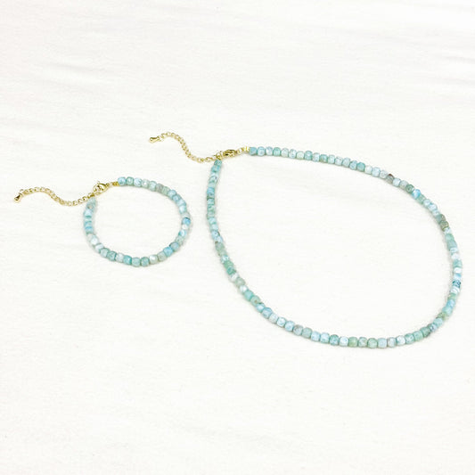 Collier Bracelet Pierre Naturelle Larimar