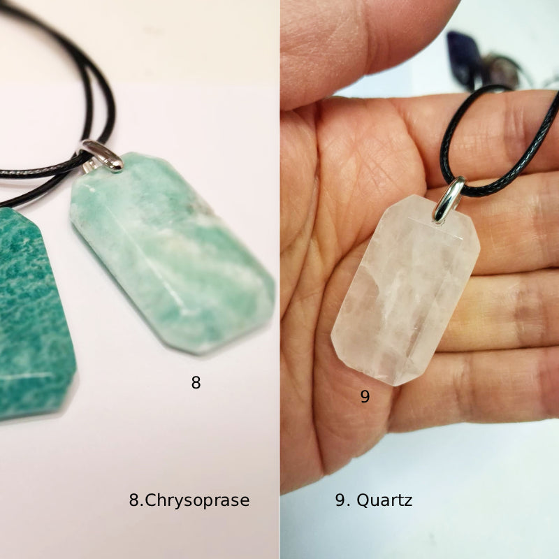 Collier Pierre Naturelle Pendentif Rectangle