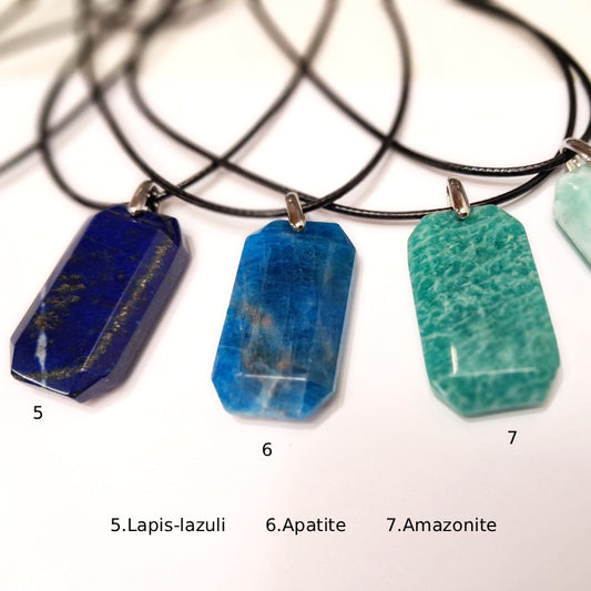 Collier Pierre Naturelle Pendentif Rectangle