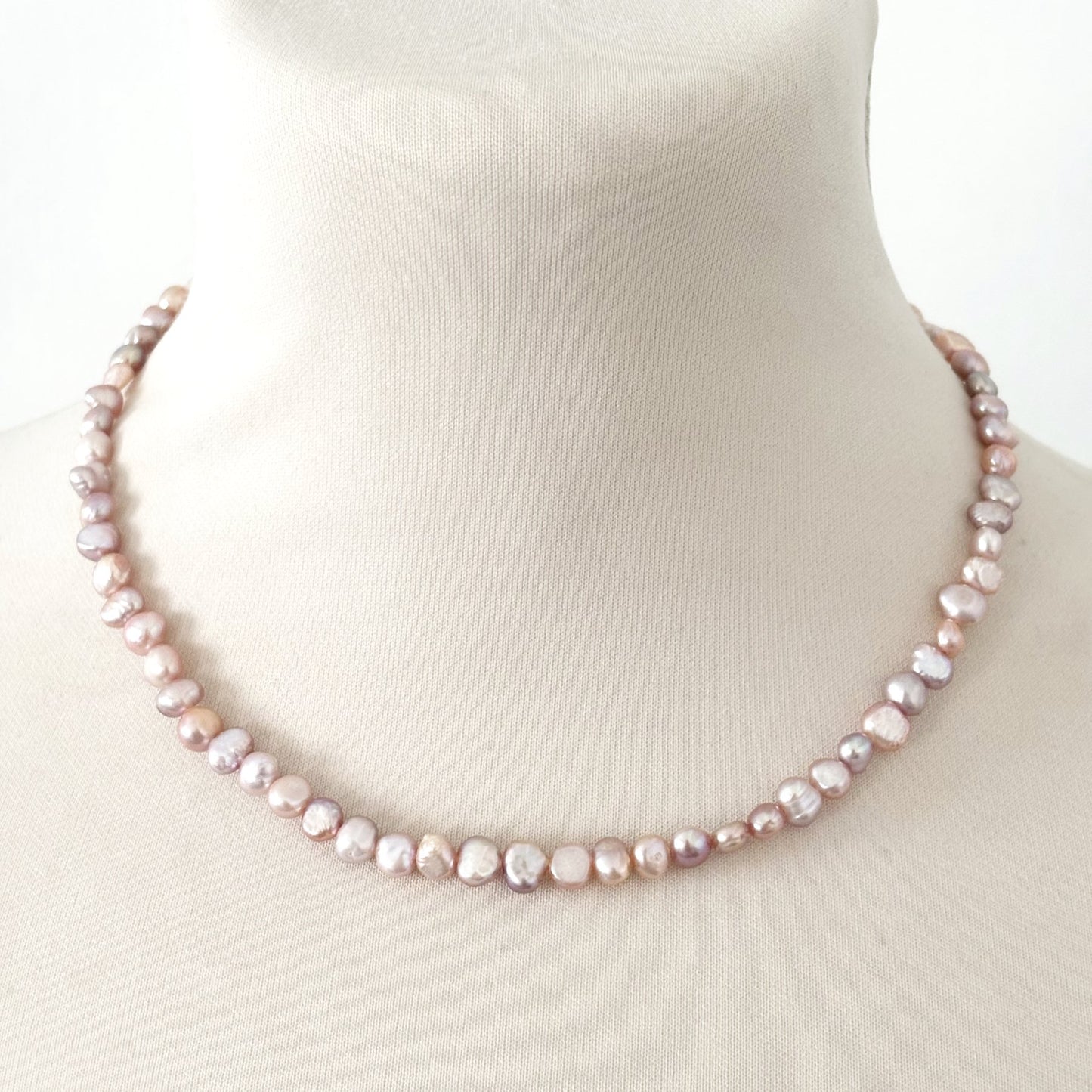 Collier Perle D'Eau Douce Teinté Rose Acier Inoxydable