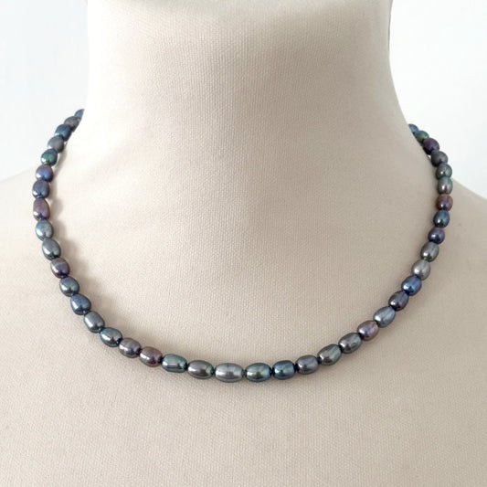 Collier Perle D'Eau Douce Teinté Acier Inoxydable