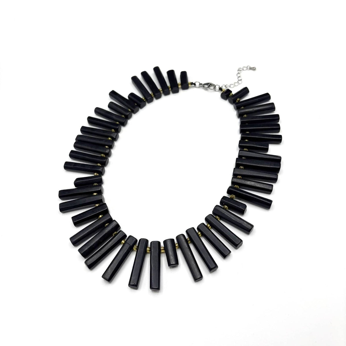 Collier Pierre Naturelle Shungite Bâtonnets Irréguliers Acier Inoxydable