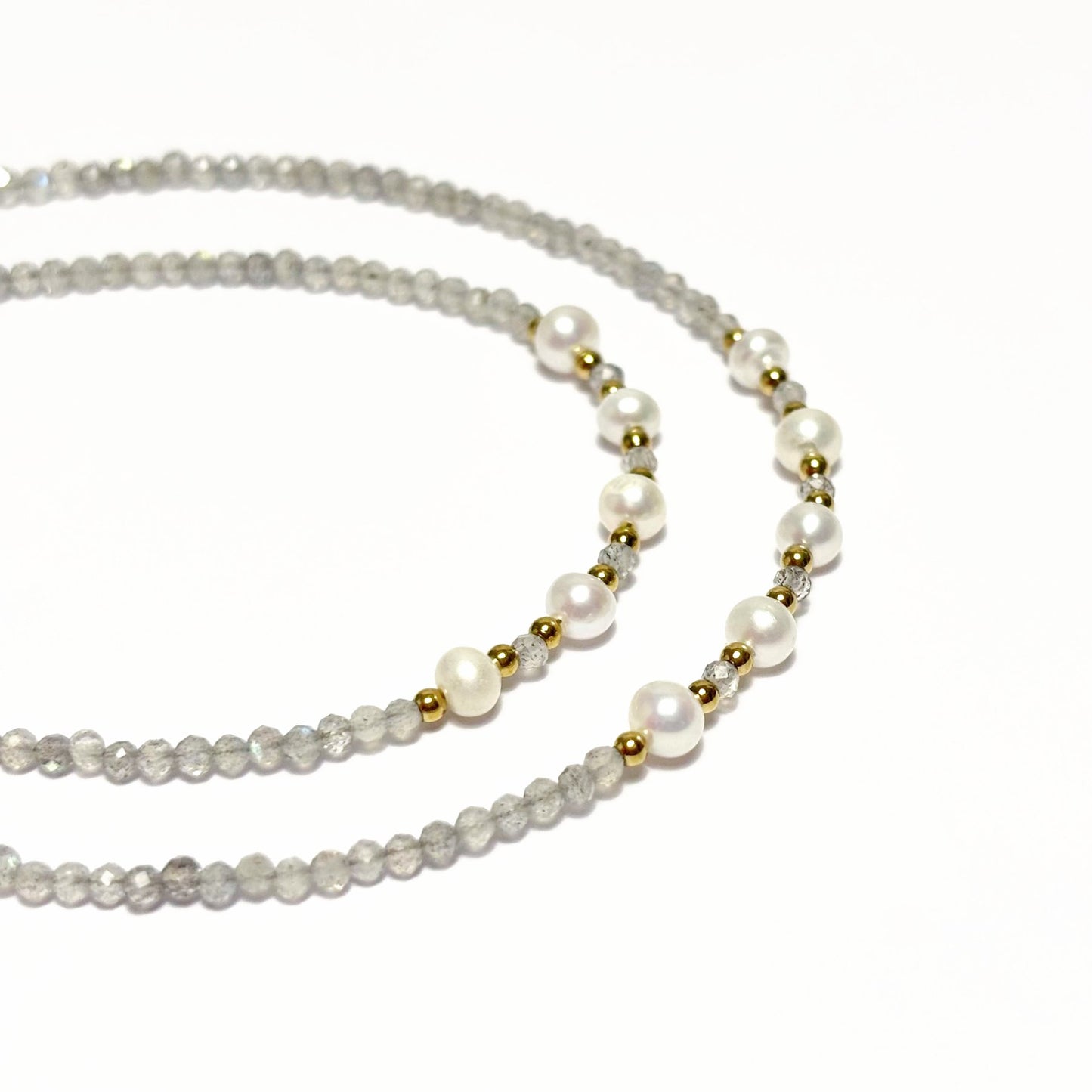 Collier Bracelet Pierre Naturelle Perle D'Eau Douce