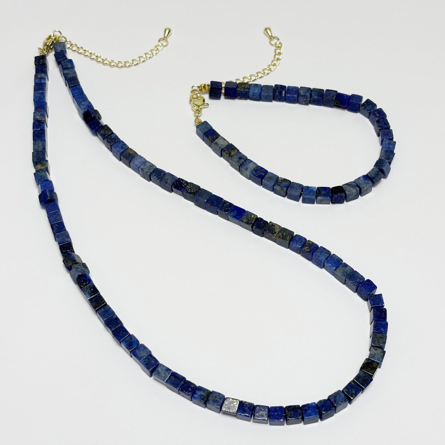 Collier Bracelet Pierre Naturelle Carré