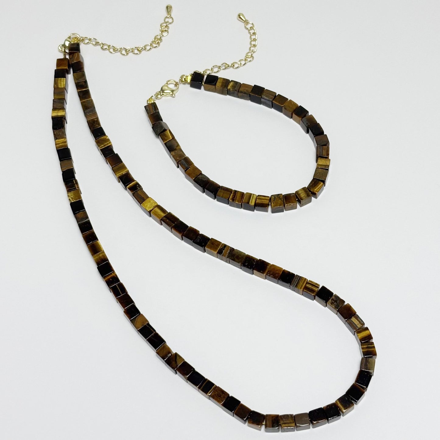 Collier Bracelet Pierre Naturelle Carré