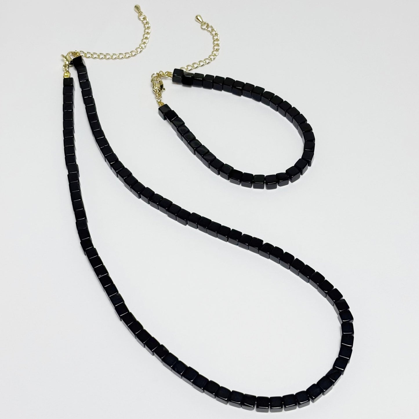 Collier Bracelet Pierre Naturelle Carré