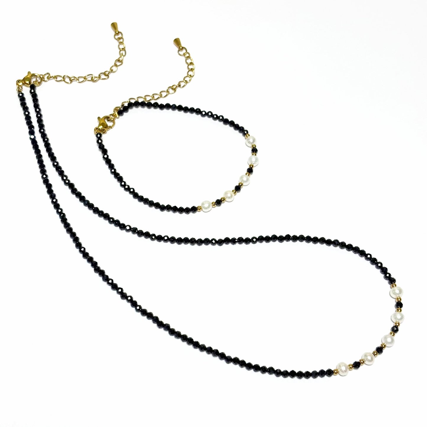 Collier Bracelet Pierre Naturelle Perle D'Eau Douce