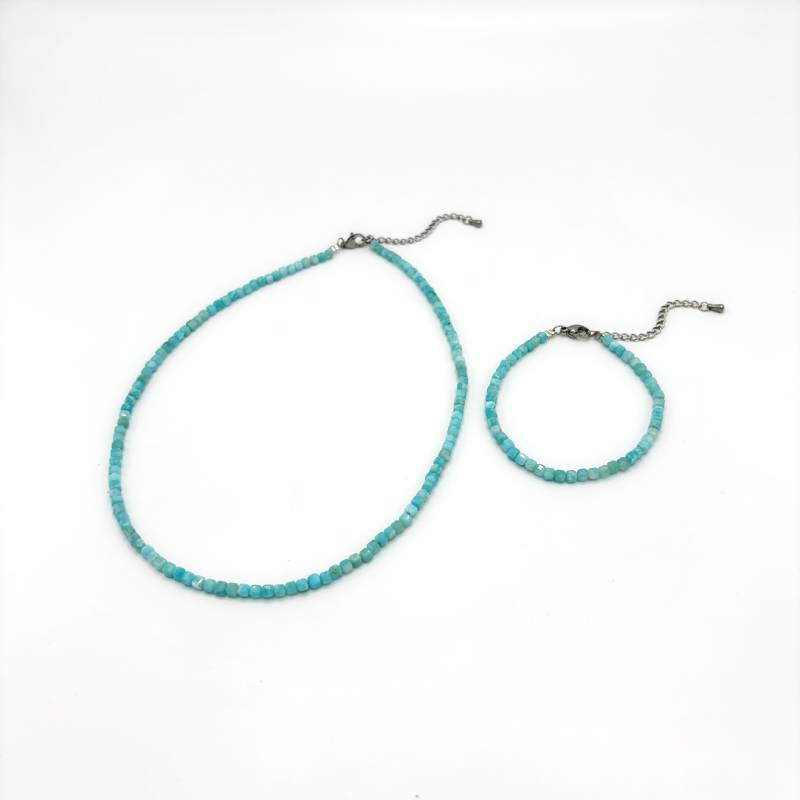 Bracelet Collier Pierre Naturelle Acier Inoxydable