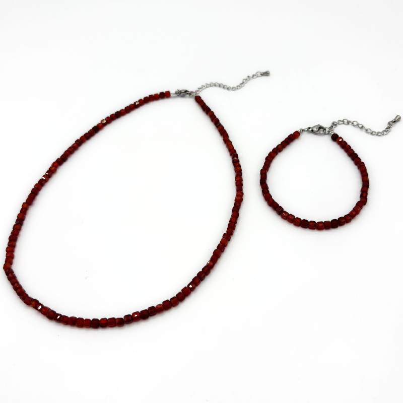 Bracelet Collier Pierre Naturelle Acier Inoxydable