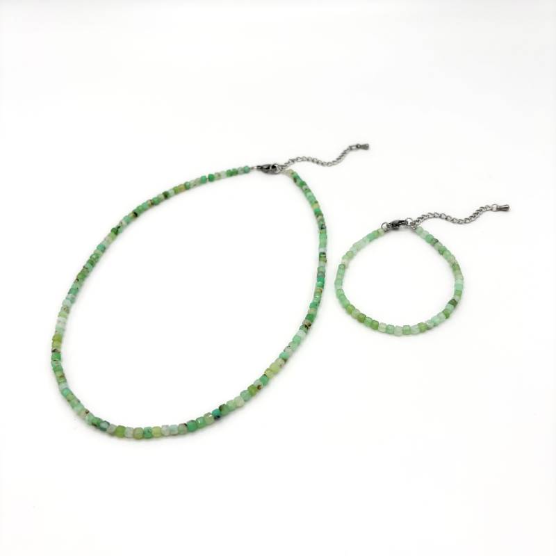 Bracelet Collier Pierre Naturelle Acier Inoxydable