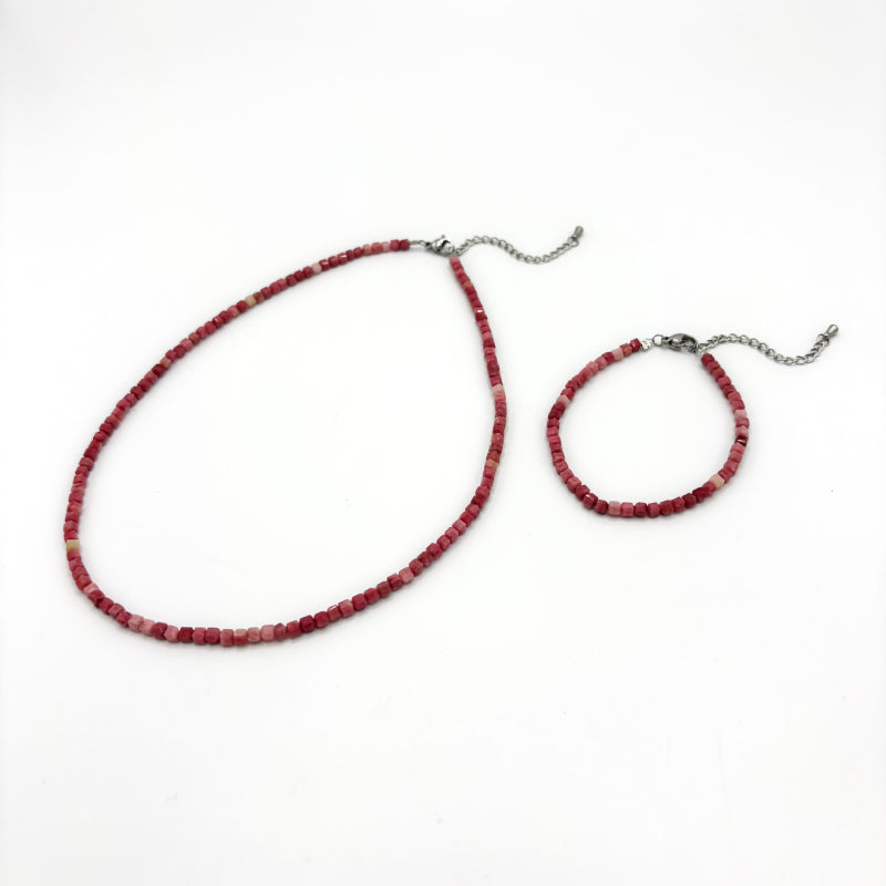 Bracelet Collier Pierre Naturelle Acier Inoxydable