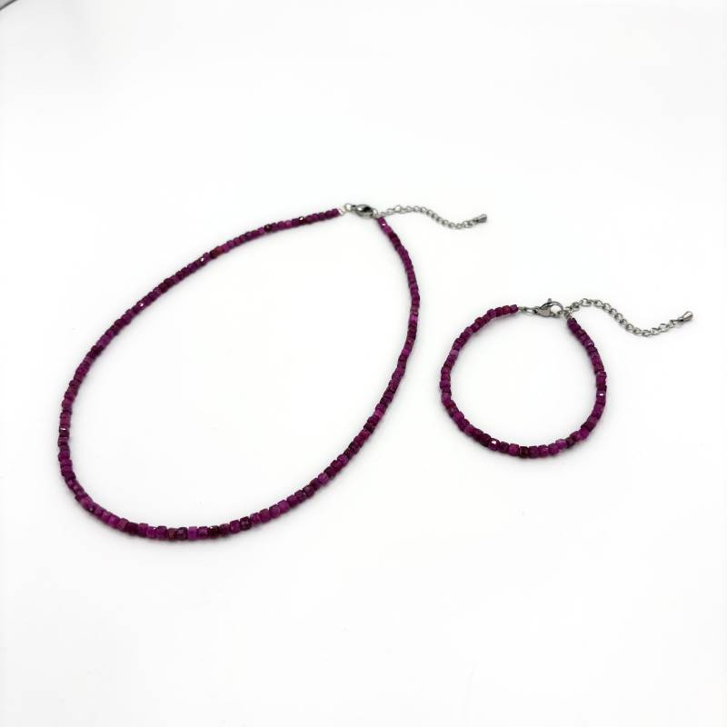 Bracelet Collier Pierre Naturelle Acier Inoxydable