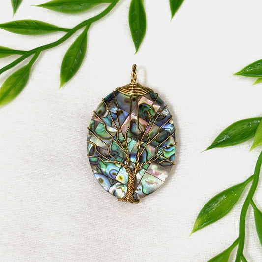 Pendentif Nacre Abalone Arbre De Vie