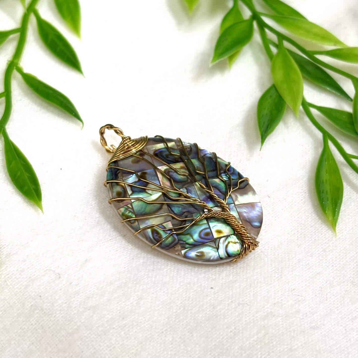 Pendentif Nacre Abalone Arbre De Vie