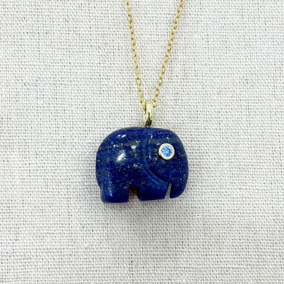 Pendentif Pierre Naturelle Laiton Gravure Éléphant