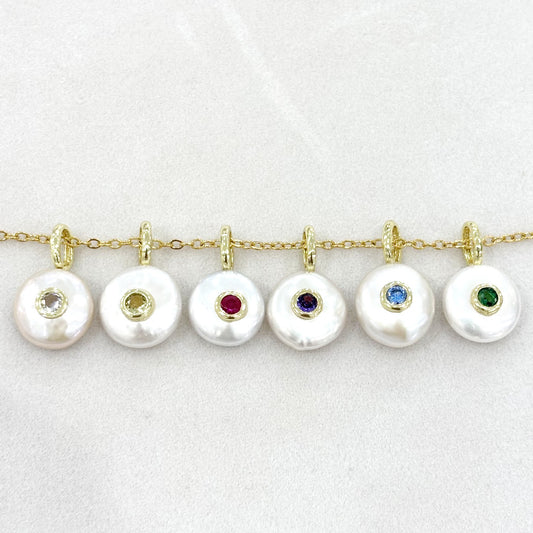 Pendentif Perle D'eau Douce Verre Teinté Laiton