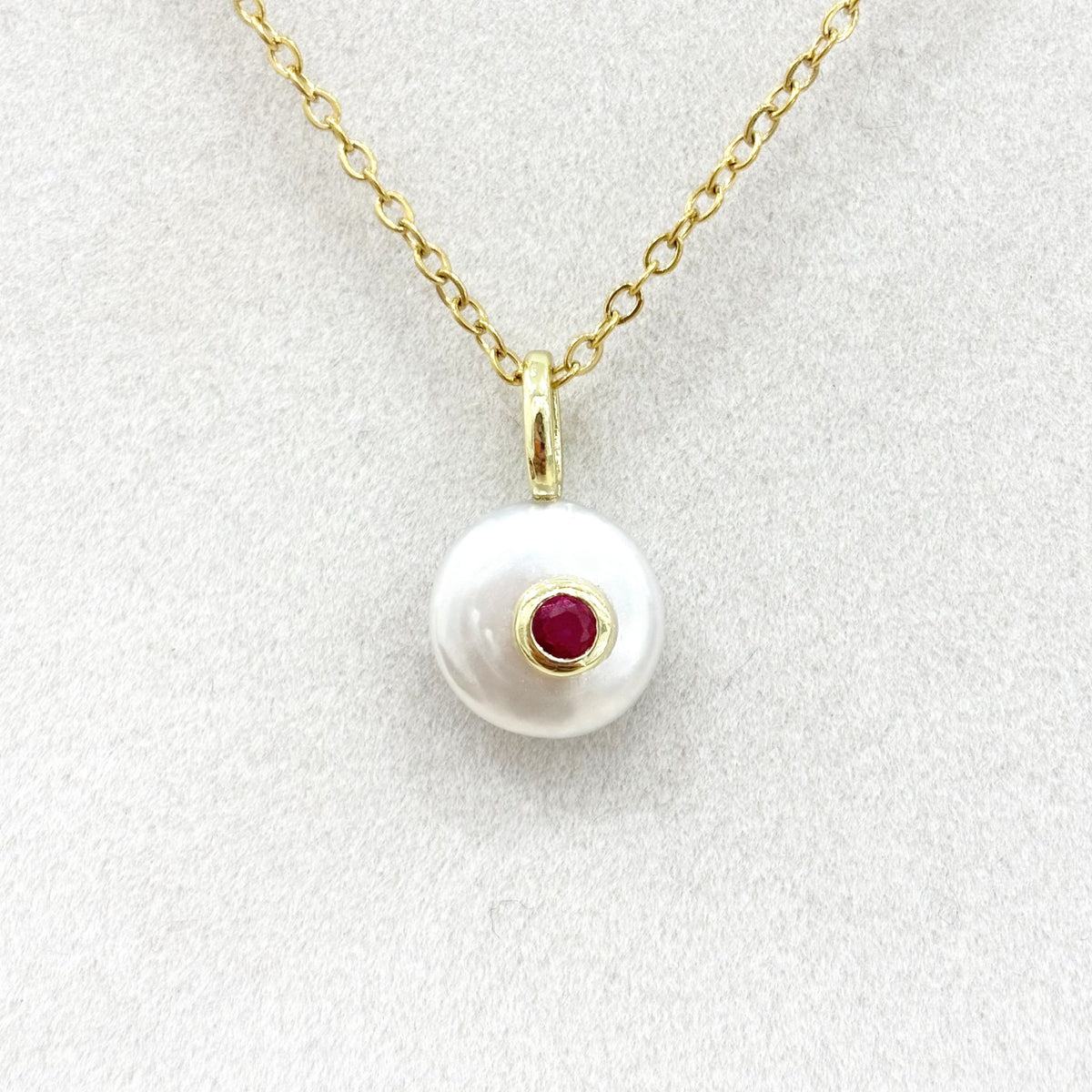 Pendentif Perle Verre Teinté Laiton