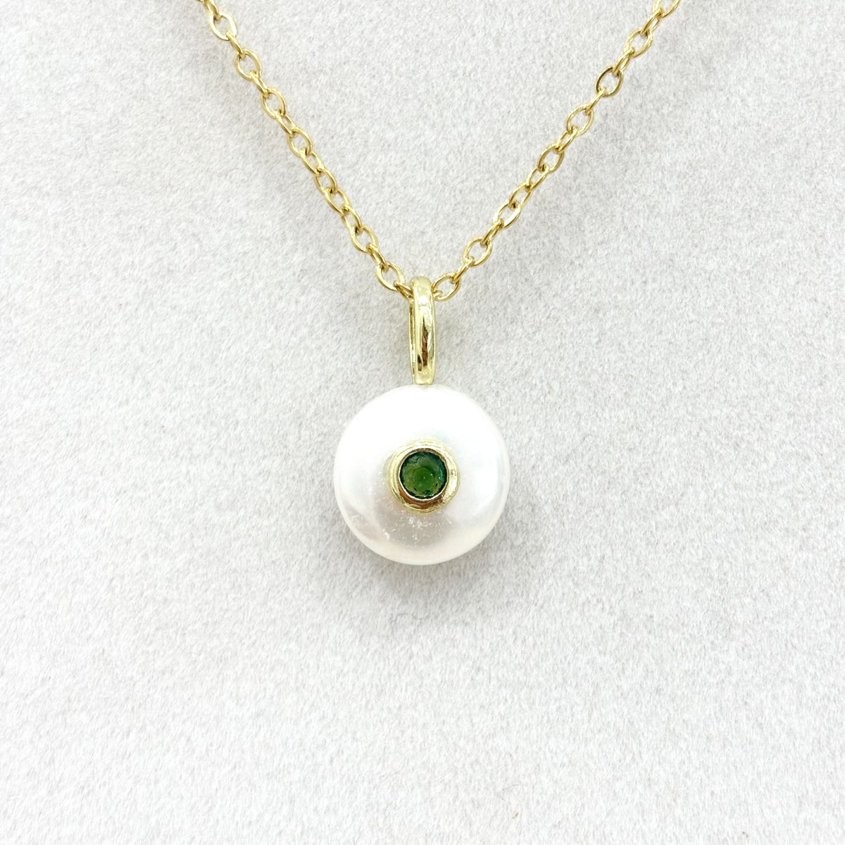Pendentif Perle Verre Teinté Laiton