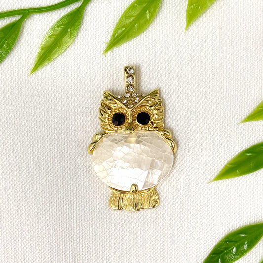 Pendentif Nacre Strass Hibou