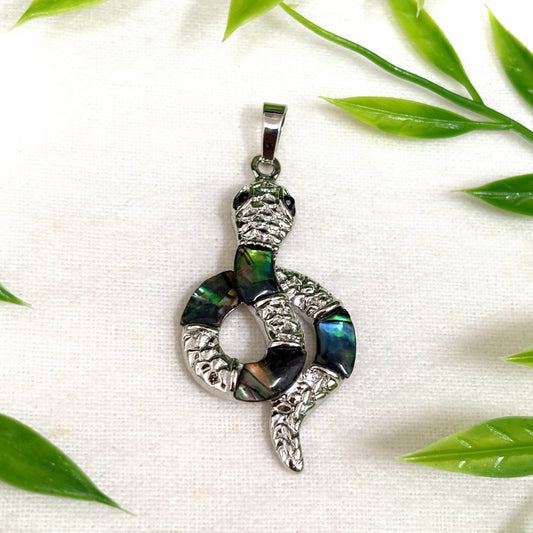 Pendentif Nacre Abalone Strass Serpent