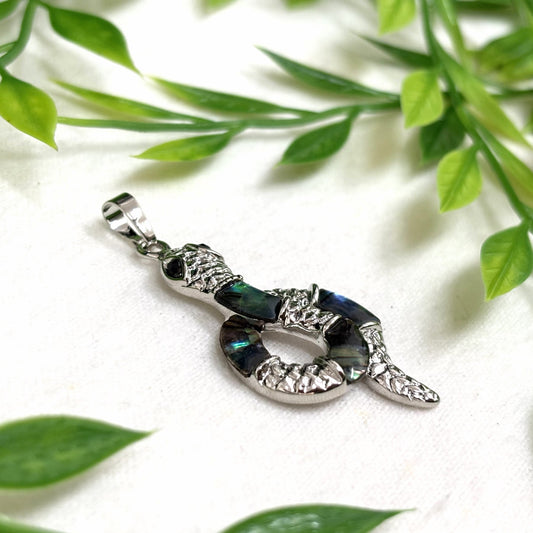 Pendentif Nacre Abalone Strass Serpent