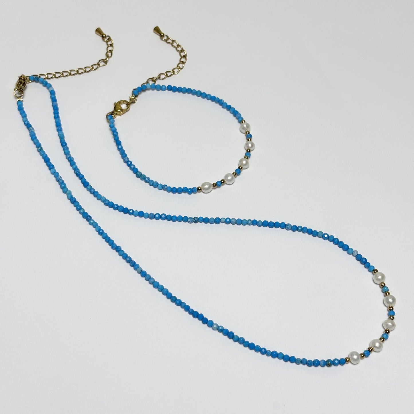 Collier Bracelet Pierre Naturelle Perle D'Eau Douce